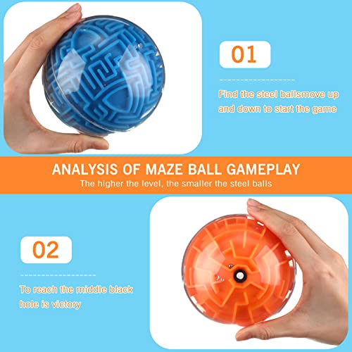 Sumind 4 Pcs 3D Maze Ball Game Toys for Kids, Blue, Orange - color: Blue, Orange