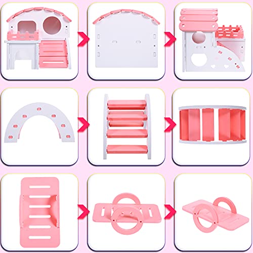 Skylety 3 Pieces Fun Hamster Guinea Pig Hideout Kit, Small, Pink - color: Pink, size: Small