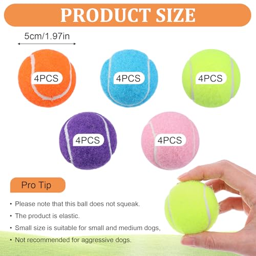 20Pcs Small Tennis Balls for Dogs, 2 Inch Mini Dog Training Tennis Balls