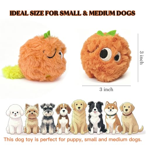 Squeaky Plush Ball Dog Toys for Small Medium Dogs, 3'' Soft Fuzz Ball - color: Orange Dog