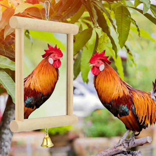 Sadnyy Extra Large Chicken Mirror Toy for Coop Square Double Side Mirror - color: Wood, size: Square