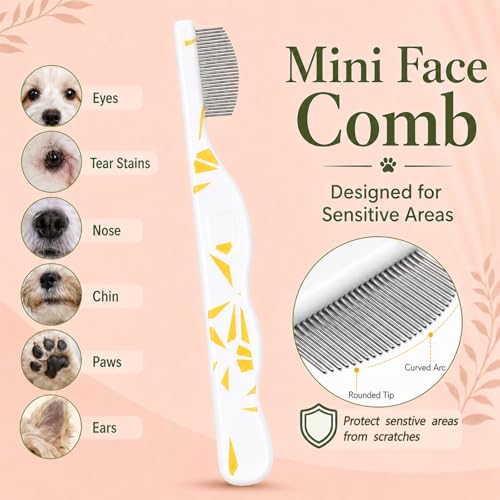 2 Pack Pet Eye Face Comb, Cat Shedding Brush for Dogs Cats, White - color: White