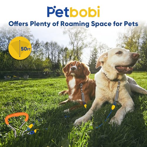 Petbobi Dog Tie Out Cable and Stake, 50ft Heavy Duty Dog Leads for Yard - color: Blue, size: 50 ft (120 lbs)