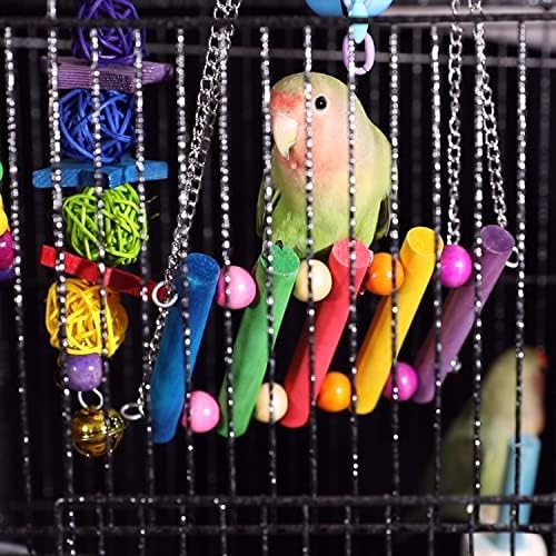 8 Pack Bird Swing Chewing Toy for Cockatiel Conure, Parrot Hammock Bell Toy