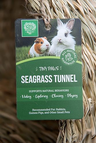 Small Pet Select Tiny Paws Jumbo Seagrass Tunnel, for Guinea Pig, Rabbit, Bunny, Toys, Hideout Tunnel, Cage Accessories, 14x13x10
