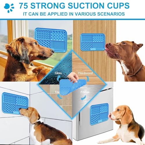 Azyh Licking Mat for Dogs & Cats 2 Pack, Slow Feeder Lick Pat for Large Dogs and Puppies, Anxiety Relief Dog Toys Feeding Mat for Butter Yogurt Peanut, Pets Bathing Grooming Training Mat (9.9'' × 6'') - color: Blue&Green