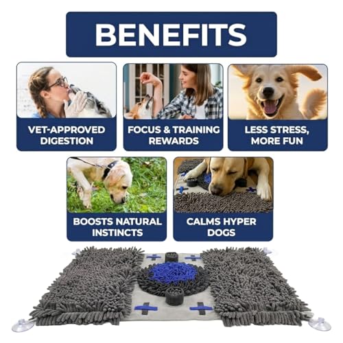 Muddy Mat® Double Chenille & Fleece Snuffle Mat for Dogs – 19x30 Interactive Snuffle Mat for Dogs Large Breed – Slow Feeding Mat for Training, Foraging & Stress Relief