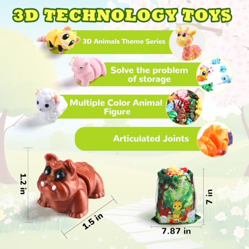 SCIONE 36 Pack 3D Printed Animals, Cute Desk Pets for Kids - style: 36-Forest Animals
