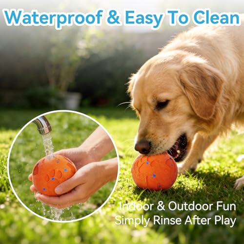 Interactive Dog Toy Ball, Smart Automatic Moving Dog Toy for Medium Large - color: Orange