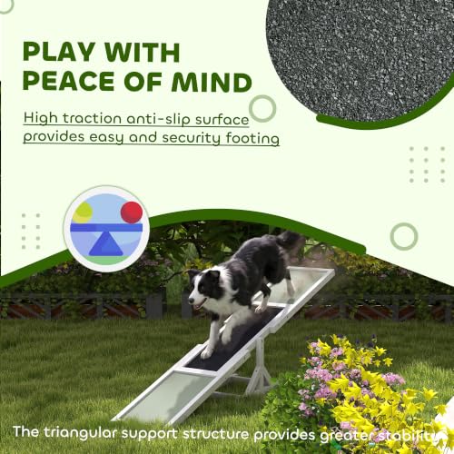 PawHut Wooden Dog Agility Seesaw for Exercise 71" L x 12" W x 12" H White - color: White, size: 70.75" x 11.75" x 11.75"