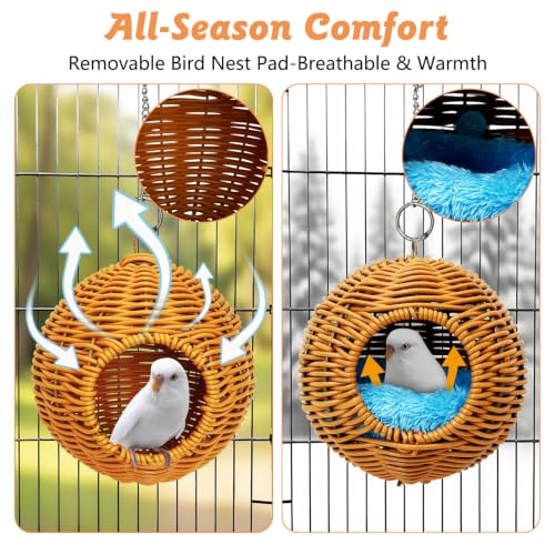 BNOSDM Bird Nest with Soft Pad Hanging Small Parrot Bed Set (Brown) - color: Brown Hanging Nest - Single-Hole Type