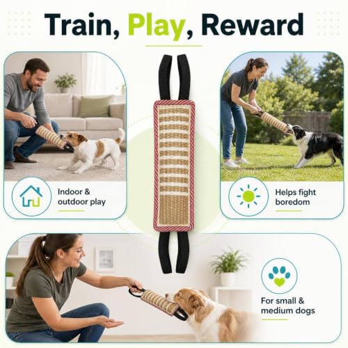 DGSL Dog Tug Toy Dog Bite Jute Pillow Pull Toy 4 Packs - color: 4 red