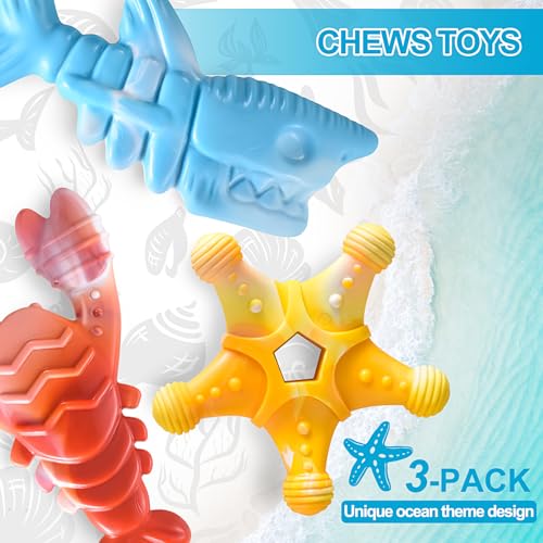 NEZIN Dog Chew Toys, Indestructible Dog Toys for Aggressive Chewers, Tough Dog Toys, Durable Dog Chew Toys for Large Medium Breed, Interactive Dog Toys with Real Beef Flavor (Mix 3 Pack) - color: Mix 3 PCS
