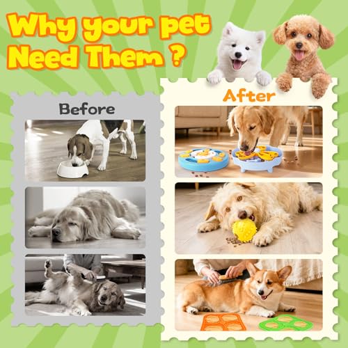 Forfon Slow Feeding Enrichment Set with Lick Mat & Puzzle Toy - color: Curated Dog Puzzle Toys