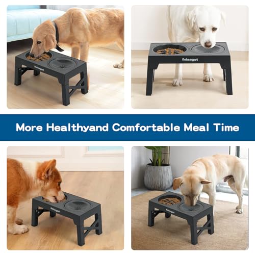3-in-1 Elevated Slow Feeder Dog Bowls for Food and Water, 5 Heights Adjustable Raised Dog Bowls, Non-Slip, No Spill, for Small Medium Large Dogs and Cats(Grey) - color: 3Pcs-Grey