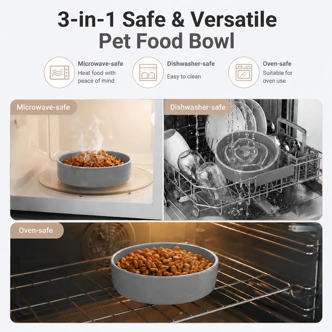 Petygooing Elevated Slow Feeder Ceramic Dog Bowls 8.26in, Slow Feeder Elevated Bowl for Small&Medium, Ceramic Slow Feeder Heavy Weighted Non-Toxic Non-Slip Puzzle Maze (Gray, 8.26in) - color: Gray, size: 8.26in