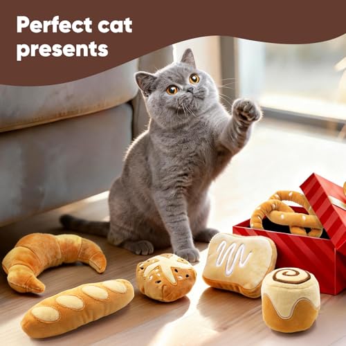 CiyvoLyeen Plush Bread Catnip Toys for Indoor Cats 6 Pack - color: Bread - 6Pcs