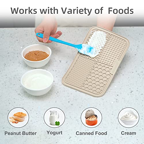 MateeyLife Lick Mat for Dogs & Cats, Slow Feeder Licking Pads for Boredom - color: Gray&Beige, size: 9.9'' × 6''