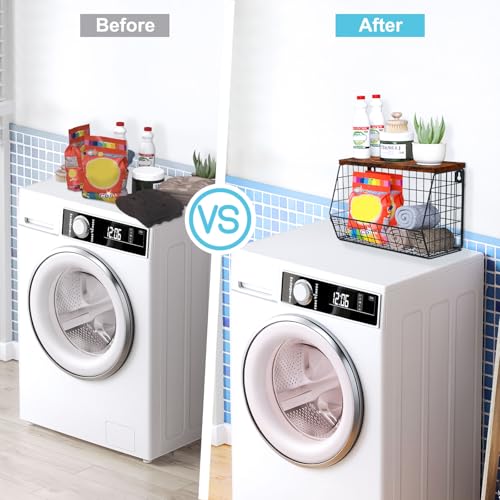 MSJGA Laundry Room Shelves, Wall Mounted Storage Basket, 11.8"Wx7.9"Dx8.5"H - size: 8"D
