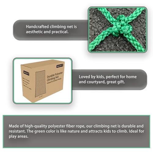 Outdoor & Indoor Premium Climbing Net - 8 Sizes Polyester Fiber. Easy Install with Extras. Handcrafted & Practical. Ideal Gift. (3ft x 9ft)
