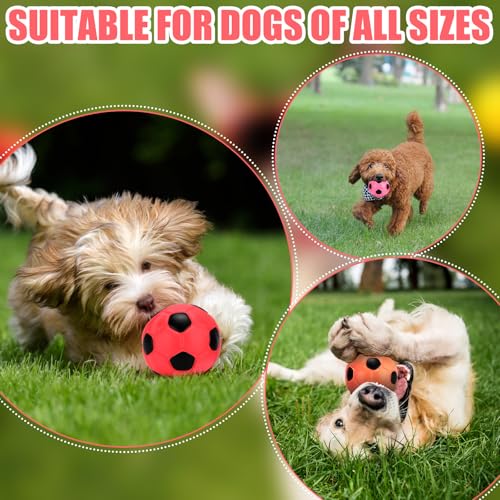 Sumind 9 Pcs Latex Squeaky Dog Toys 2.76 inch Soccer Ball Interactive Fetch Toys Soft Football Puppy Chew Balls for Small Medium and Large Dogs(Orange, Red, Purple) - color: Orange, Red, Purple