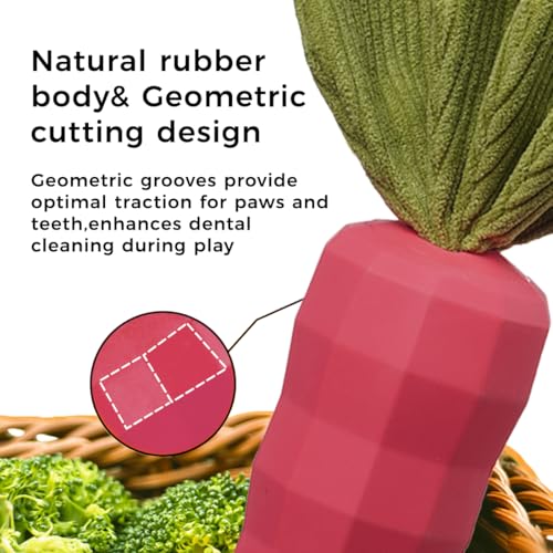 MewaJump Dog Chew Toys for Aggressive Chewers, Rubber Squeaky Dog Toys - color: carrot pink