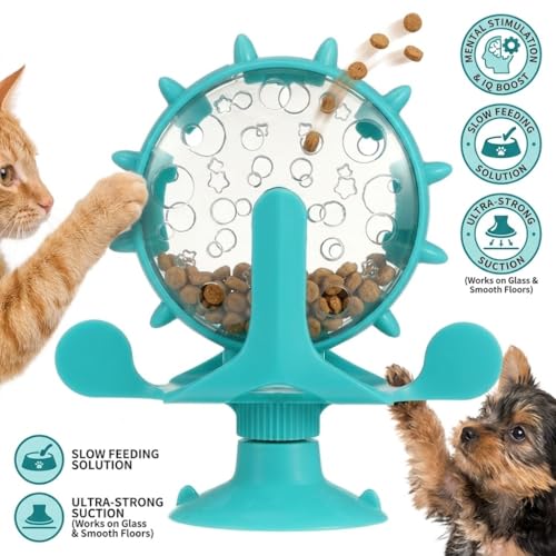 Ipetboom Cat Feeding Toy Rotating Windmill Treat Dispenser Pet Slow