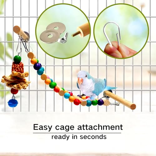 Bird Ladder for Cage, Natural Wooden Parrot Climbing Ladder
