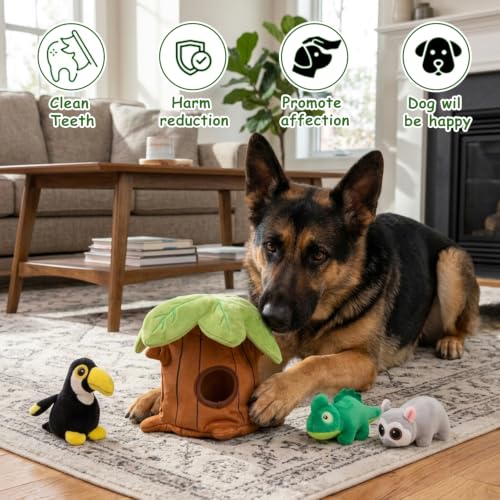 Hollypet Squeaky Hide and Seek Dog Toys for Small and Medium Dogs, Baobab - style: Baobab