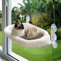 Cat Window Perch – Strong 6 Suction Cup Foldable Cat Hammock Bed for Large Cats and Kittens that Holds up to 50 lbs with Washable Reversible Cover, Sturdy Metal Frame for Window (White) - color: White
