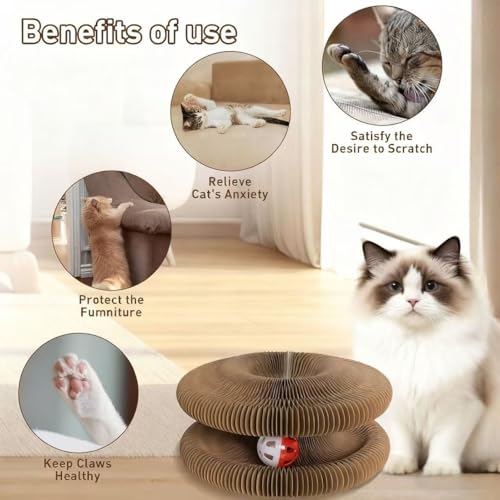 Cat Scratcher Toys for Indoor Cats - Kitty Kurlz Magic Organ Cat Scratcher Board, Cardboard Cat Scratching Board Ball Scratcher Pad - color: 1pc