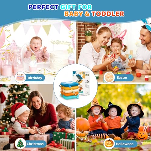 Portable Travel Toys for Baby 6-18M: 5 Foldable Cubes 7 Activity Panels