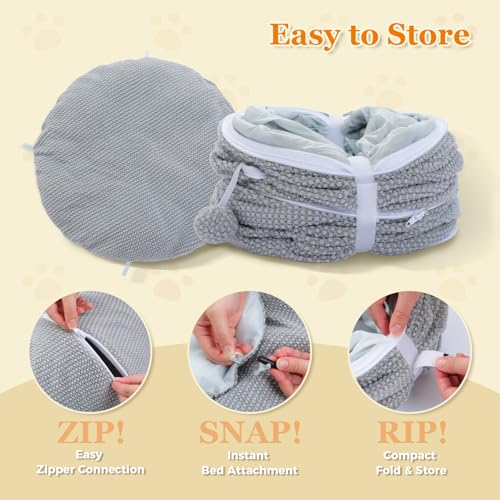 PEQULTI Grey Donut Cat Tunnel Bed Washable Plush Mat Multi for Small Pets - color: New Gray