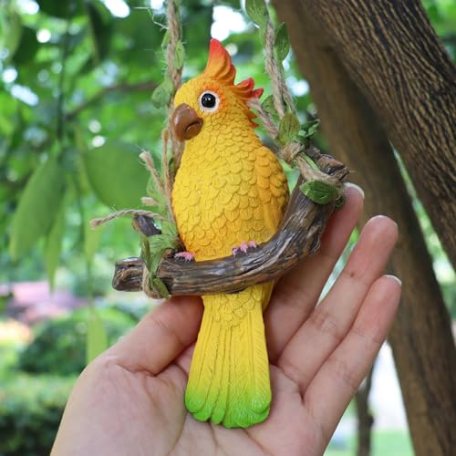 Hanging Parrot Garden Decor Outdoor Tropical Tiki Bar Decor Yellow - color: Yellow