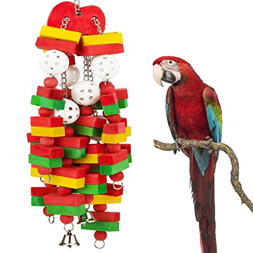 Large Bird Parrot Toys for Cockatoos African Grey Macaws Amazon Parrots - color: Red
