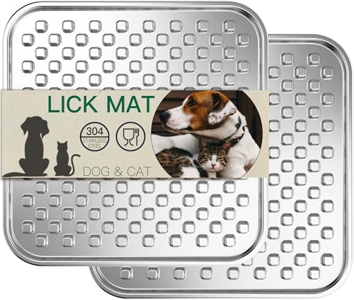 Lick Mat for Dogs & Cats, Double-Wall Stainless Steel, Large-2Pack - color: Large-2Pack
