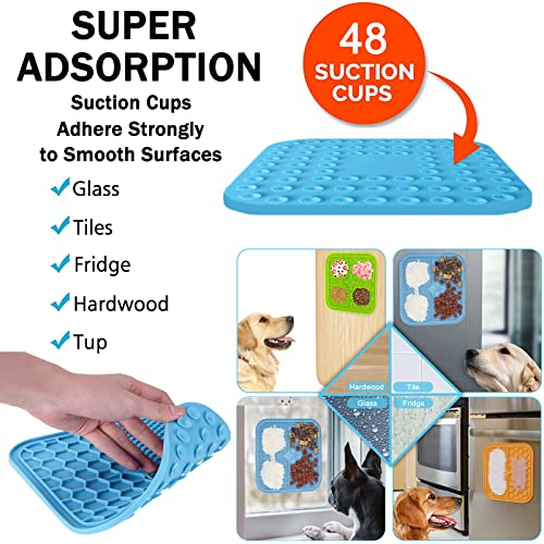 Lick Mat for Dogs, Dog Lick Mat with Suction Cups for Anxiety, Peanut Butter Dog Licking Mat Slow Feeder Dispensing Treater Lick Pad for Dogs Cats Grooming Bathing and Training (Small Blue) - color: Small Blue