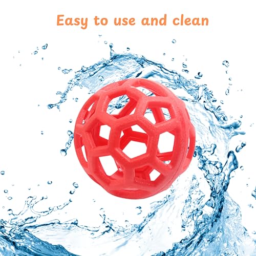 Turtle Feeder Ball with Chain, Hanging Tortoise Treat Ball, Turtle Enrichment Toys, Tortoise Hay Holder, Foraging Food Toy for Small Pet Rabbit Bunny Guinea Pig, Tortoises Accessories (Red Ball) - color: Red Ball
