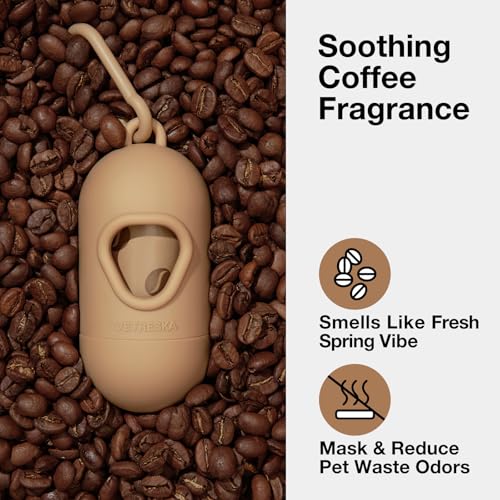 VETRESKA Dog Poop Bags Dispenser with Coffee Scented Waste Bags, 105 Counts - color: coffee, size: 1 Count (Pack of 105)