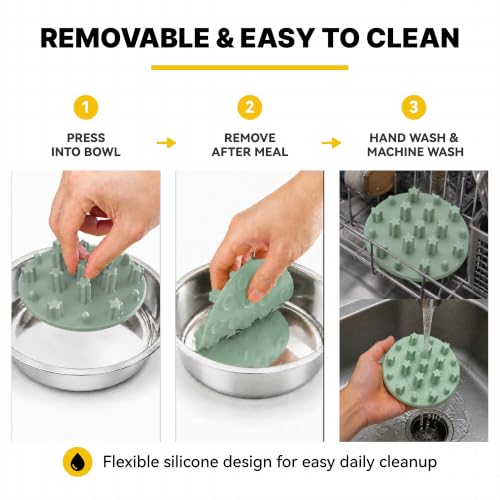 Slow Feeder Insert for Cat and Dog Bowls, Medium 4.8 Inch, Green - color: Green, Medium