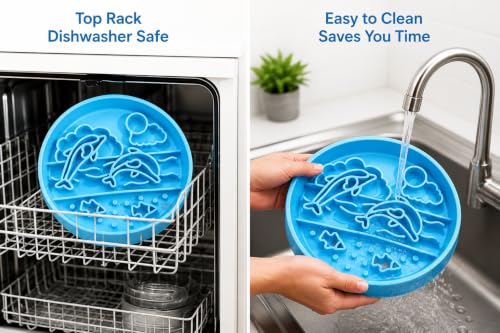 Silicone Slow Feeder Dog Bowl, Non-Slip Interactive Puzzle Bowl, Anti-Choking Feeding Dish for Small & Medium Dogs (Blue) - color: blue