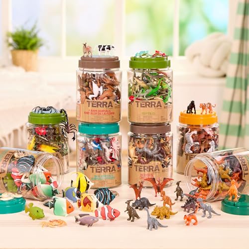 Terra by Battat Wild Animal Figurines Tube, 60 Mini Safari Figures, Animals - style: Wild Animals in Tube