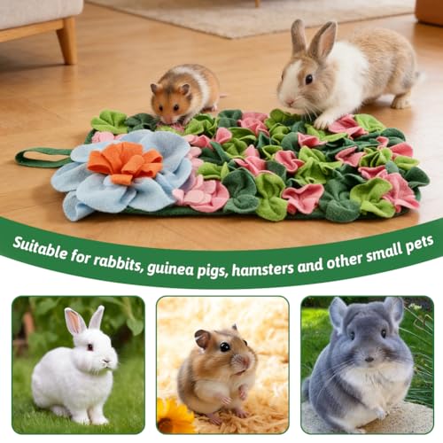 Rabbit Foraging Mat Bunny Foraging Mat, Hedgehogs Accessories Pet Feeding Pad, Interactive Feeding Pad for Guinea Pig, Hamster, Chinchilla Small Animals ﻿