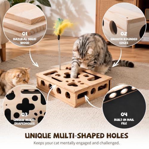 Cat Nail File Enrichment Box Scratch Puzzle Toy with Slot Lock Screws
