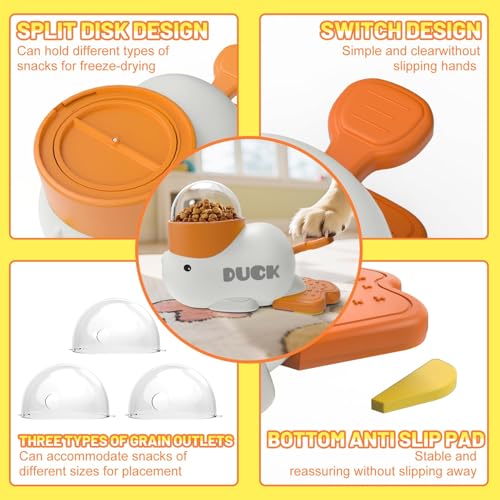 Duck Dog Treat Dispenser Toy, Interactive Slow Feeder Puzzle Toy - color: Yellow