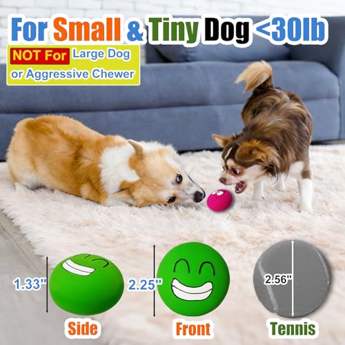 Latex Squeaky Dog Toys for Small Dogs & Tiny Breeds, 2.2" Flat Ball