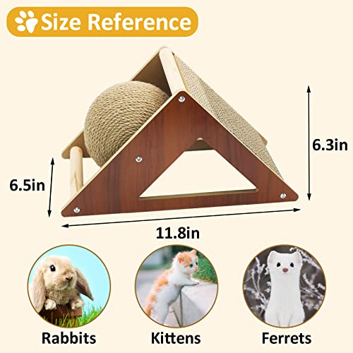 Fhiny Rabbit Scratch Ball, Sisal & Corrugated Paper Bunny Claw Grinding Toy - style: Triangle Scratch Toy