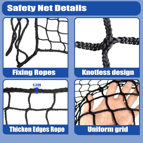 Safety Net Kids Pet Balcony Protection Rope Net Stair Safety Netting for Railings Playground Safety Net Golf Practice Net Baseball Nets for Batting Knotless Polyester Sports Netting - size: 5x10FT