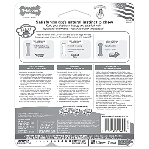 Nylabone Flexi Chew Small Dog Value Pack Dog Toys with Chew Treat, 3 Count - size: X-Small