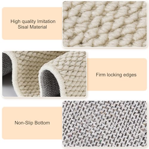 Uross Thickened Cat Wall Climbing Carpet 6.6 FT x 16" - Extra Long Cat Scratch Wall Pad, Cat Scratching Carpet Rug Wall Mounted Scratcher Couch Sofa Protector- Beige - color: Beige
